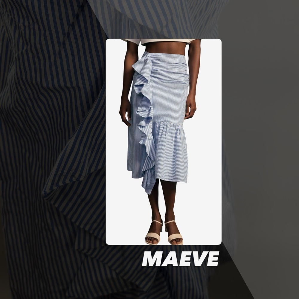 NWT Maeve By Anthropologie Ruffled Poplin Skirt